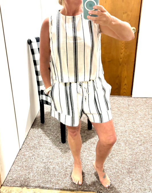 Black/White Stripe Short Set